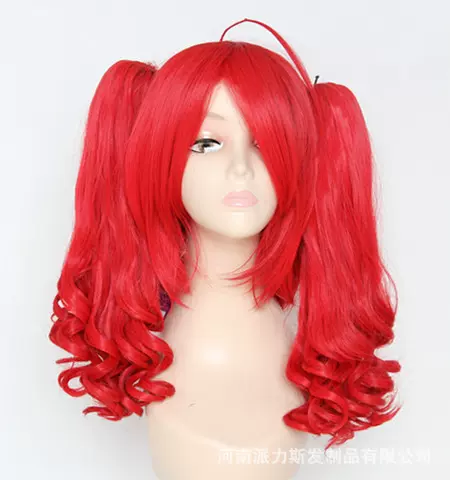 派力斯供应欧美时尚短直发红色化纤丝假发头套厂家批发支持混批