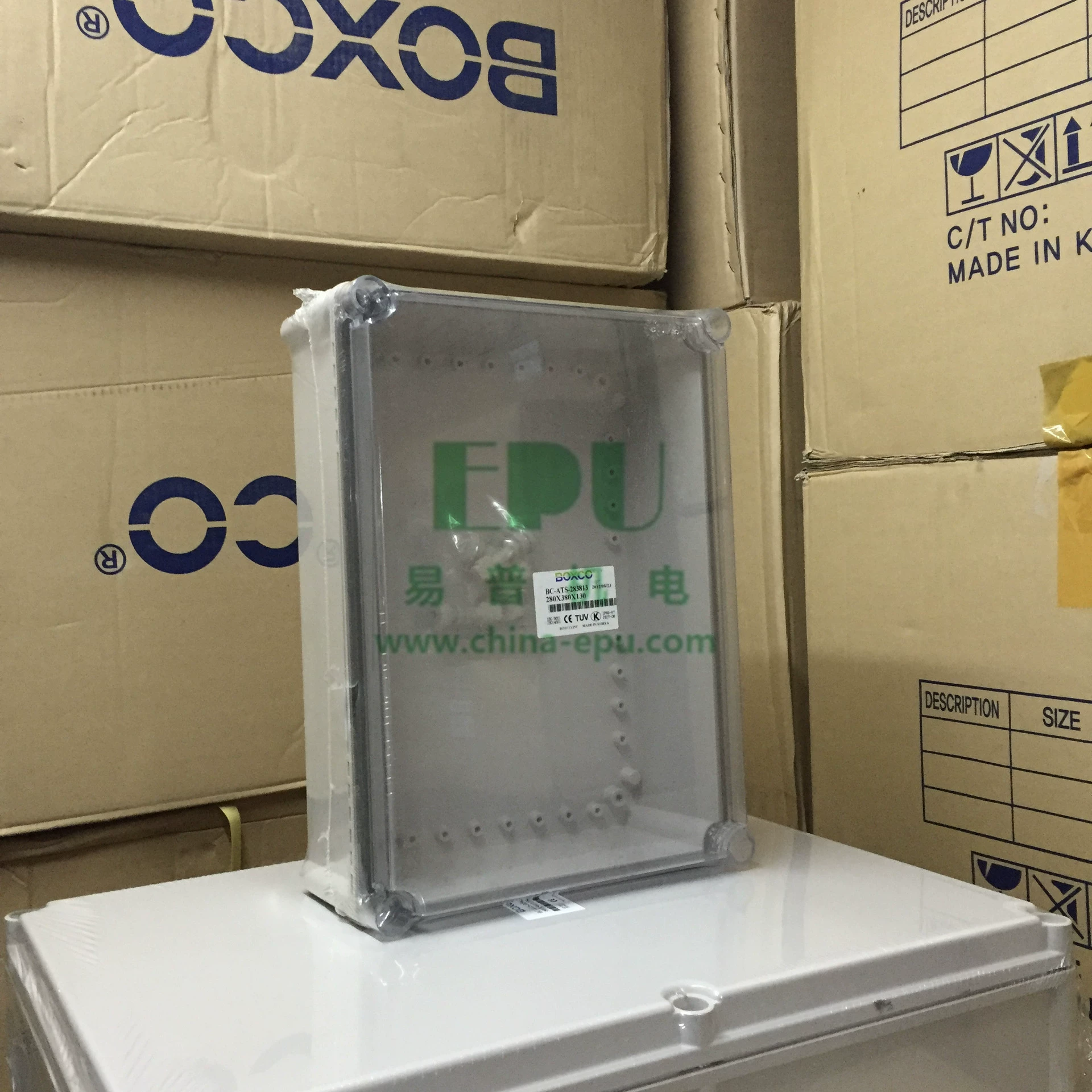 Южнокорейский BoxCo (S-type) пластиковая прозрачная дверная распределительная коробка водонепроницаемая 280x380x130 пластиковый щит распределения