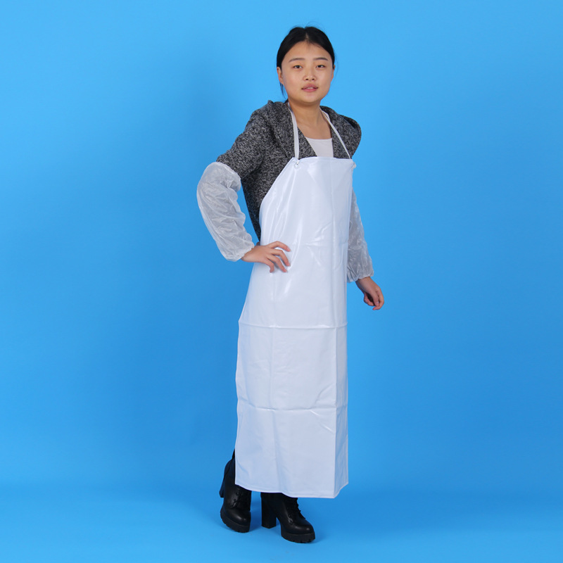 【现货】加厚胶围裙  白色防水防油围裙 双层复合工作围裙