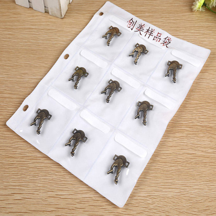 批发9格五钮扣金样品袋 多格辅料袋 pvc塑料A4样版袋 现货