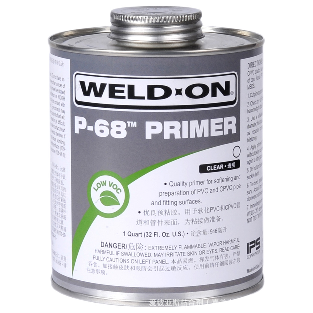 美国Weld On 威得安 P-68 预粘胶，快速软化腐蚀PVC/CPVC/ABS表面