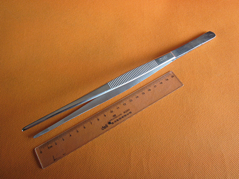 30cm 金钟304不锈钢横齿敷料镊 医用不锈钢镊子