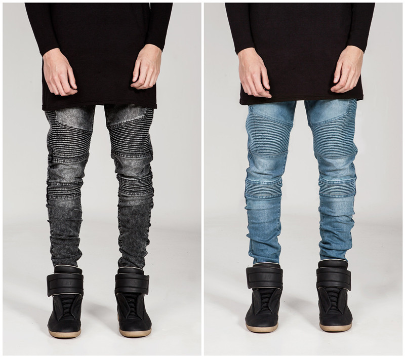 European and American street BIKER JEANS...