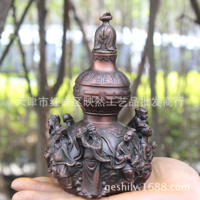 宇卓铜器纯铜葫芦 黄铜立体八仙葫芦工艺品 摆件