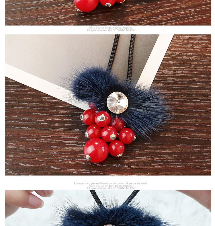 Cute Crystal Plush Red Grape Long Necklace display picture 2