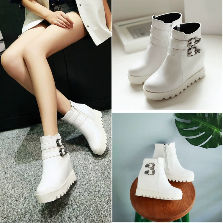 Martens, demi-season white low boots, plus size