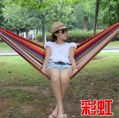 户外单人1*2米加厚帆布吊床 野营宿舍秋千 寝室吊床 一件代发|ms