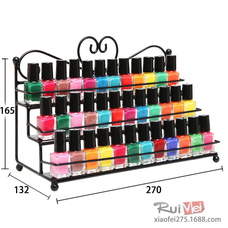 金属制品瓶装钙片药品促销架 台式阶梯状展示架 指甲油香薰收纳架