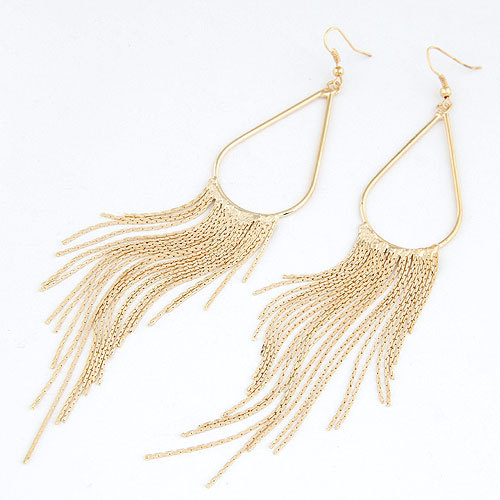 Golden Plated, White K Plated Plating Material Stone-Free Inlay Material Simple Style Water Droplets Tassel Alloy Stone-Free Plating Drop Earrings For Women'S Daily