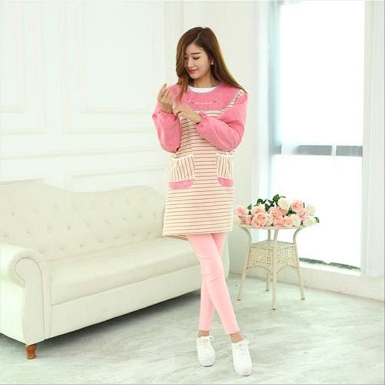 Nuevo estilo coreano lindo moda ropa anti-espalda manga larga delantal cocina anti-vestirse delantal kindergarten overoles