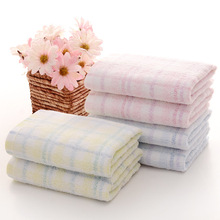 纯棉彩格毛巾柔软吸水促销广告礼品成人洗脸毛巾家居用品提花