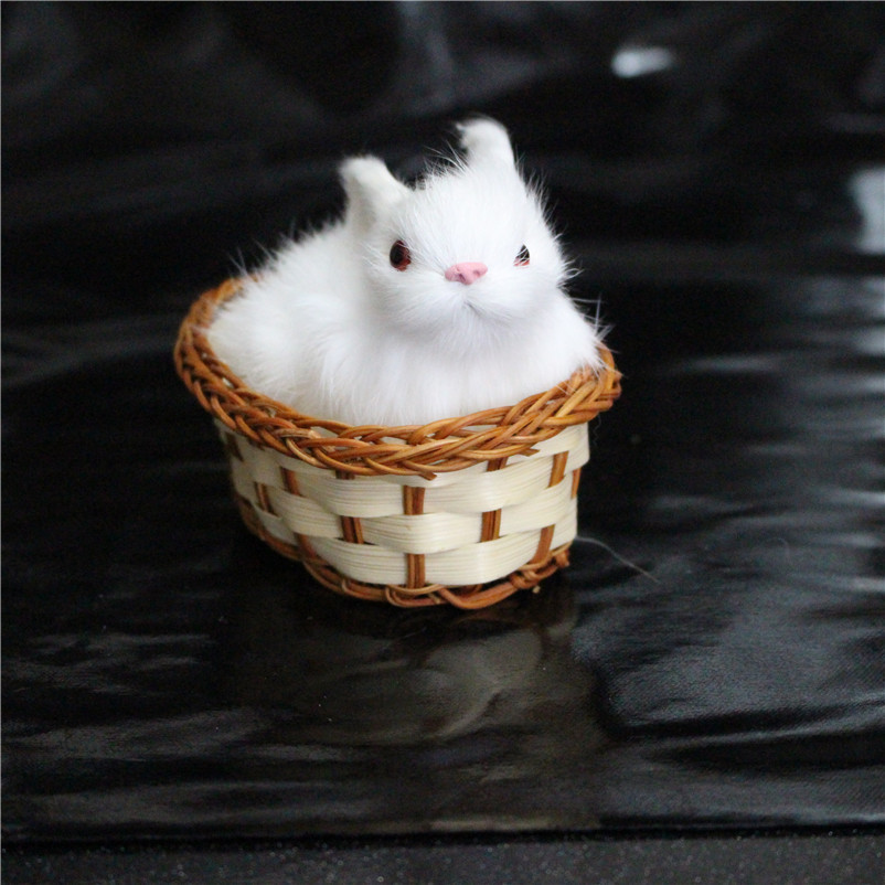 Muñeca de conejo de simulación niños novia regalo sala de estar escritorio decoración interior con marco pequeña muñeca de conejo blanco