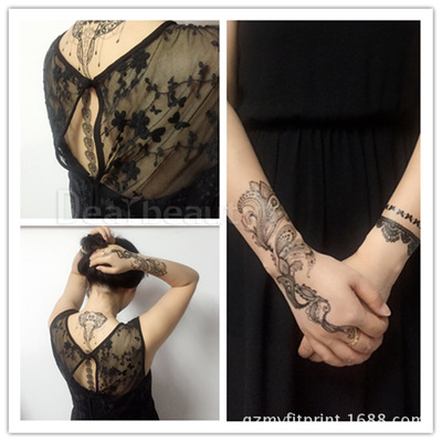 J41-45B 2015新款海娜蕾絲紋身貼 水轉印貼紙 個性紋身貼