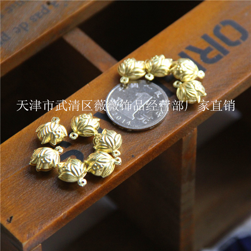 薇薇饰品琉璎芷发簪步摇配件材料汉服配饰黄铜錾刻花苞小铃铛|ru