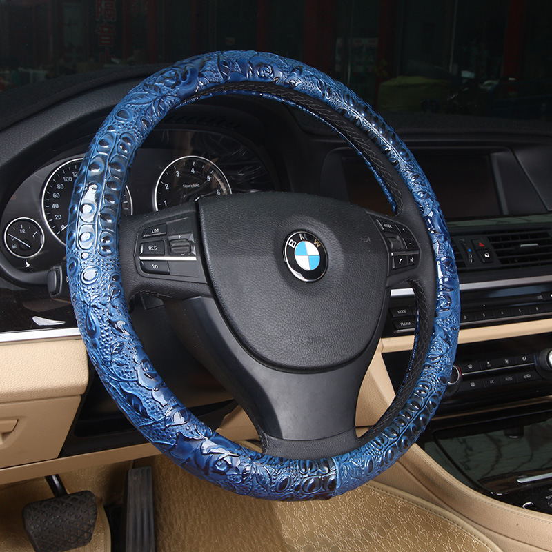 Cross-Border E-Commerce Jacquard Fabric Steering Wheel Cover, Universal Anti-Slip Handlebar Cover for All Seasons, Exclusively Available on Amazon and Aliexpress