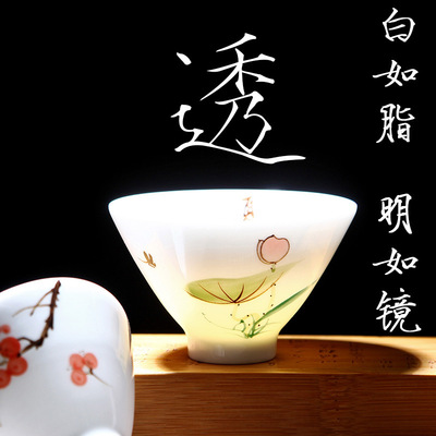 Still off Dehua porcelain Hand drawn Hats Cup Tea cup Kung Fu Tea spring, summer, autumn and winter teacup Teacup