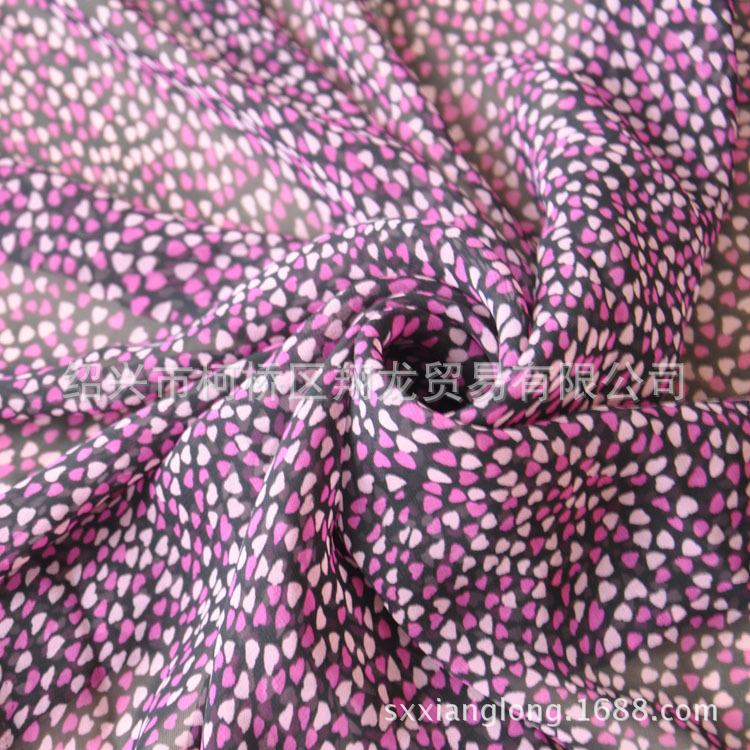 【翔龙印花 XL71】经典可爱少女不规则爱心图案 雪纺飘逸印花面料