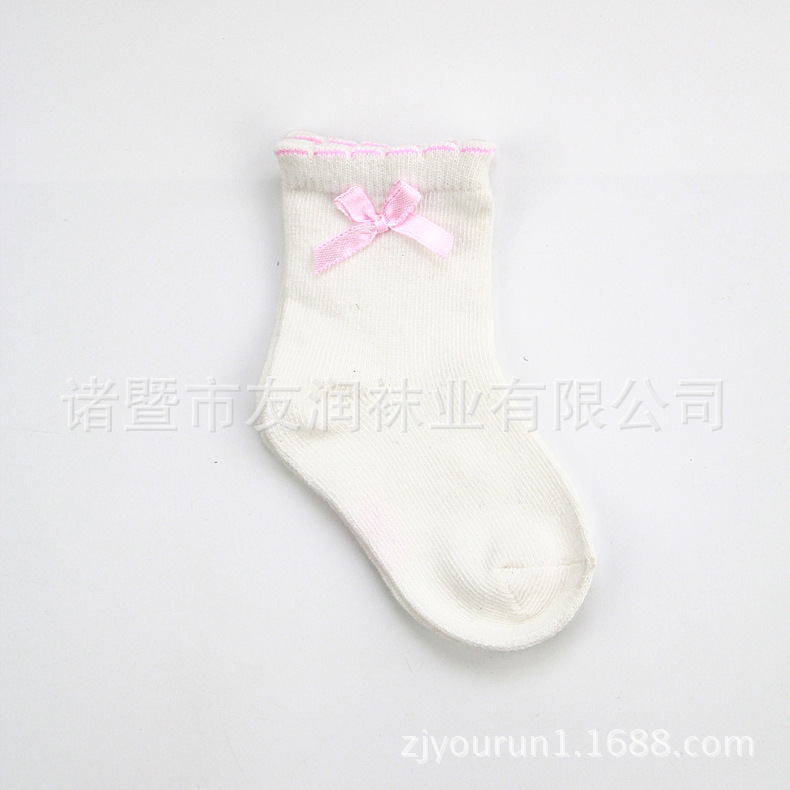 Calcetines para niños algodón peinado cabeza de costura sin hueso calcetines de bebé exquisito arco color sólido niña bebé holgado
