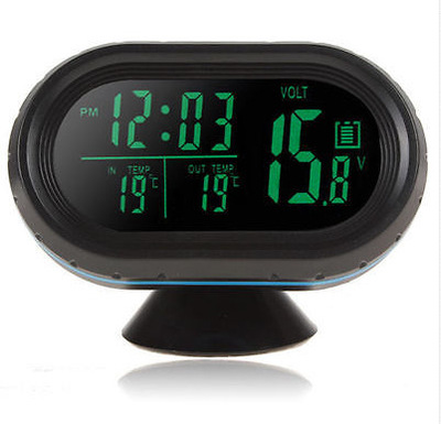 最新款车用时钟表 汽车电子钟 车载温度计夜光钟表汽车用品|ru
