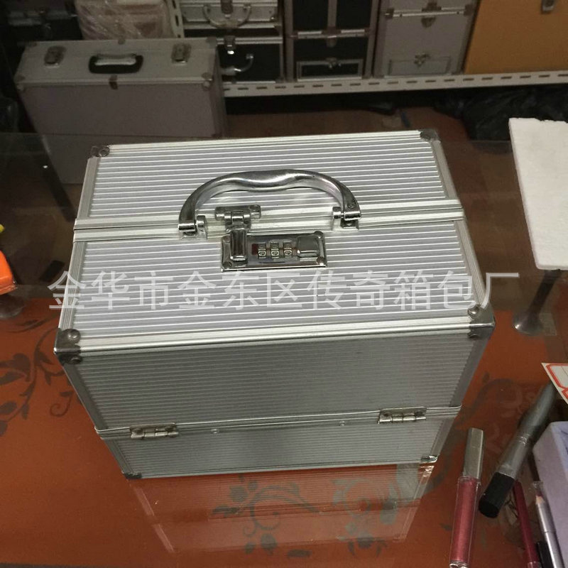 Caja de Maquillaje Portátil de Doble Apertura de Aleación de Aluminio para Almacenamiento Doméstico