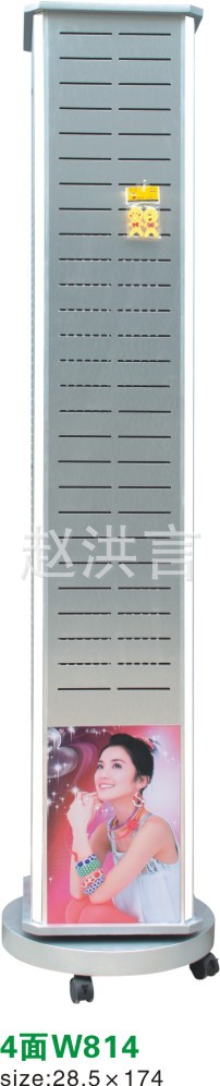 义乌货架厂家直销大量供应4面旋转铝塑板槽板饰品展示架