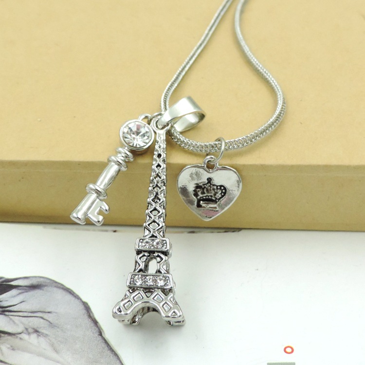 Korean Edition Retro Eiffel Tower Necklace have more cash than can be accounted for Peach sweater chain the republic of korea clothing Jewelry Necklace wholesale