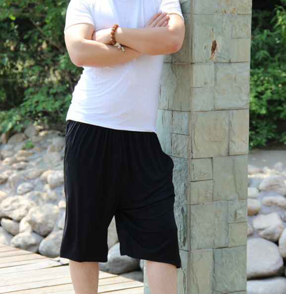 man modal Slacks Beach pants Six pants summer Solid Elastic force enlarge Add fertilizer Large