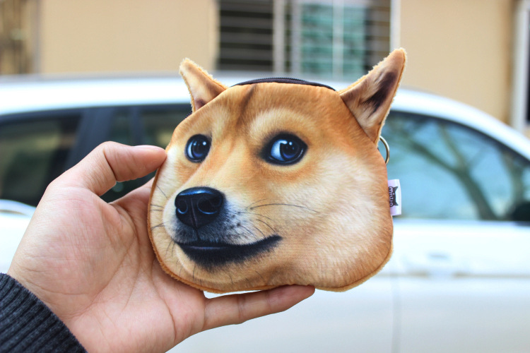 18g Weight Polyester Lining Material Unisex Animal Plush Polyester Zipper Coin Purses