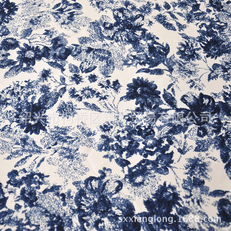 【翔龙印花 XL6869】新品   经典水墨山水画系列玫瑰印花面料