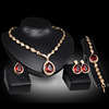 Sophisticated metal set for bride, jewelry, with gem, 4 piece set