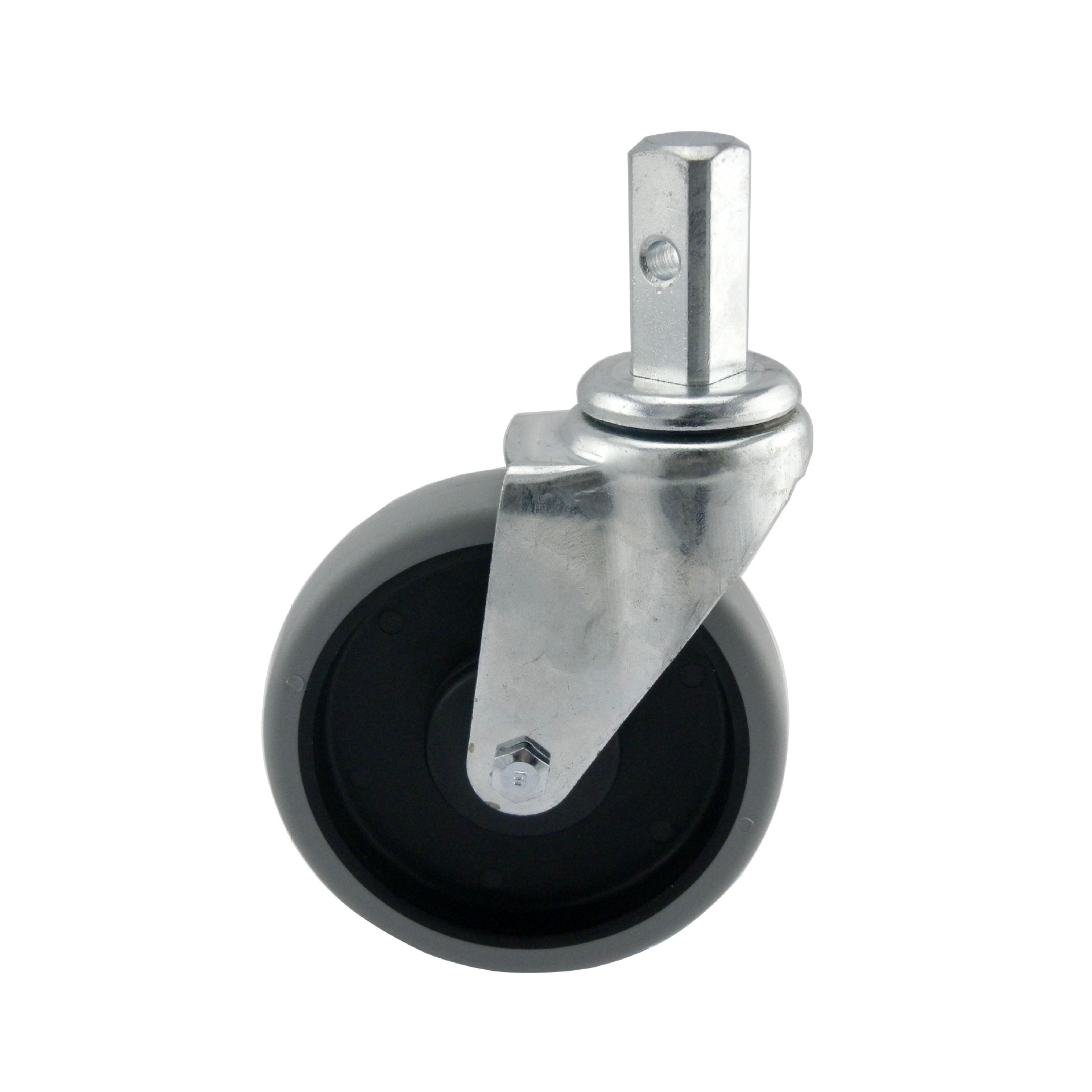 大胜脚轮5寸TPR中型静音单轴货架手推车方插杆万向脚轮出口欧美