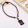 Short leather metal retro beach necklace, European style, genuine leather