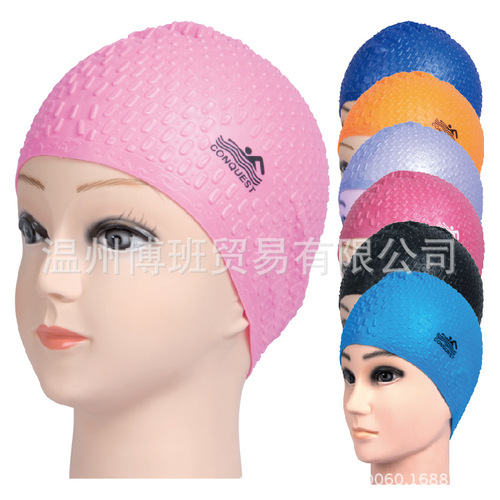 Men and Women Waterproof Long Hair Water Drop Silicone Swim Cap, Large Size Super Elastic Non-Squeezing Ear-Protecting Swim Cap