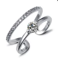 Серебряное платиновое кольцо, золотой цирконий, модный аксессуар, розовое золото, маленькая инкрустация
