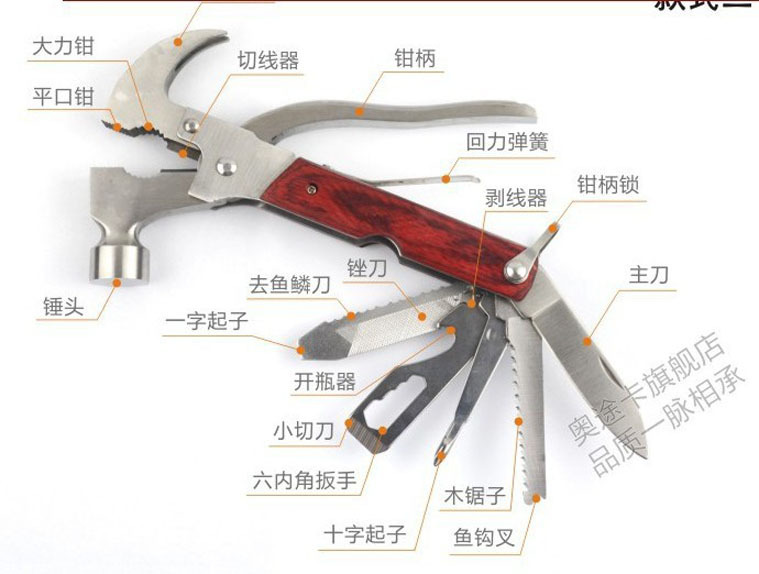 Car multi-functional metal car safety hammer broken window hammer car life hammer escape tool claw hammer