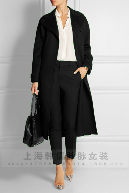 Autumn and Winter New Fashion Belt Overcoat Wool Coat