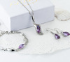 Crystal bracelet, accessory for bride, necklace, earrings, pendant, jewelry, set, Korean style, wholesale, 3 piece set