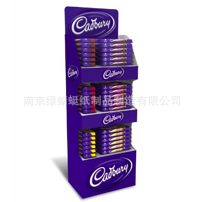 超市巧克力宣传纸货架 节日零食促销纸展示架 可折叠展示台