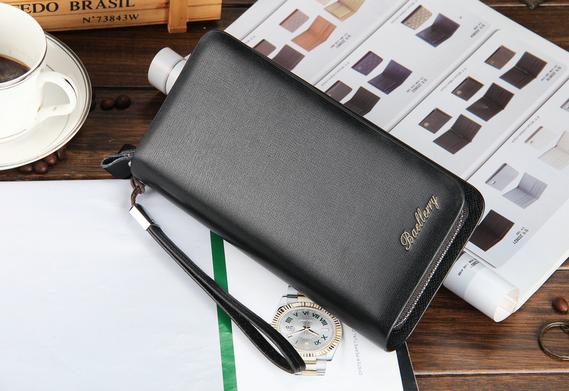 Men's Solid Color Pu Leather Zipper Clutch Bag display picture 2