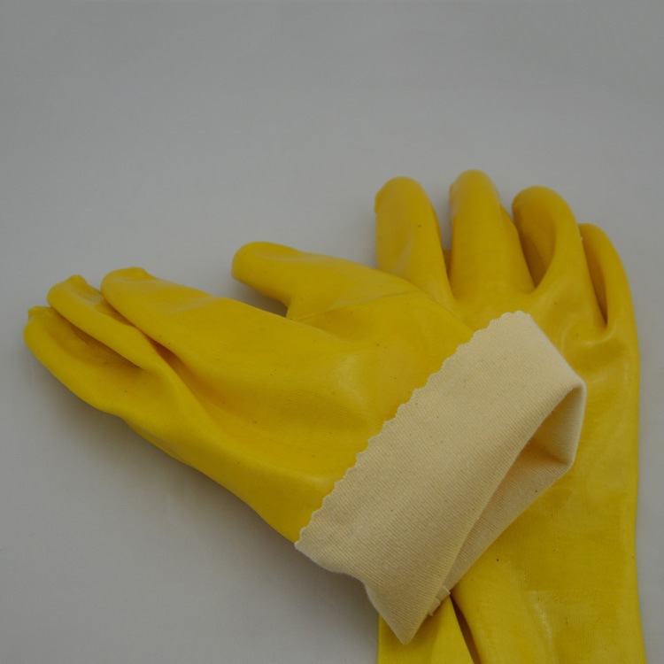 舒意短袖28CM浸塑手套耐酸碱电镀棉毛劳保耐油防滑耐磨PVC手套