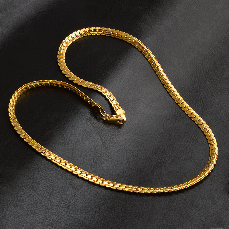 Hot Sale 5MM 18K Gold Side Chain Necklace Jewelry High Quality