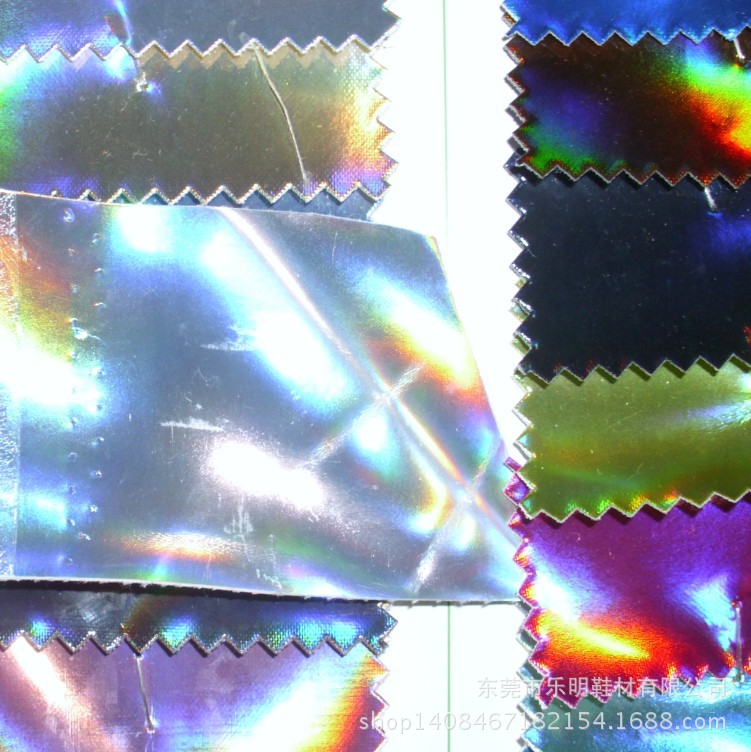 JP5006镜面魔镜T/C布底人造革0.5MM水晶彩虹镜面PU