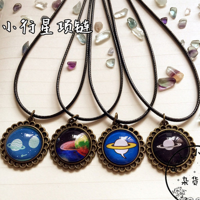 小行星複古ZAKKA飾品貨源格子鋪地攤批發歐美外貿時光寶石項鏈