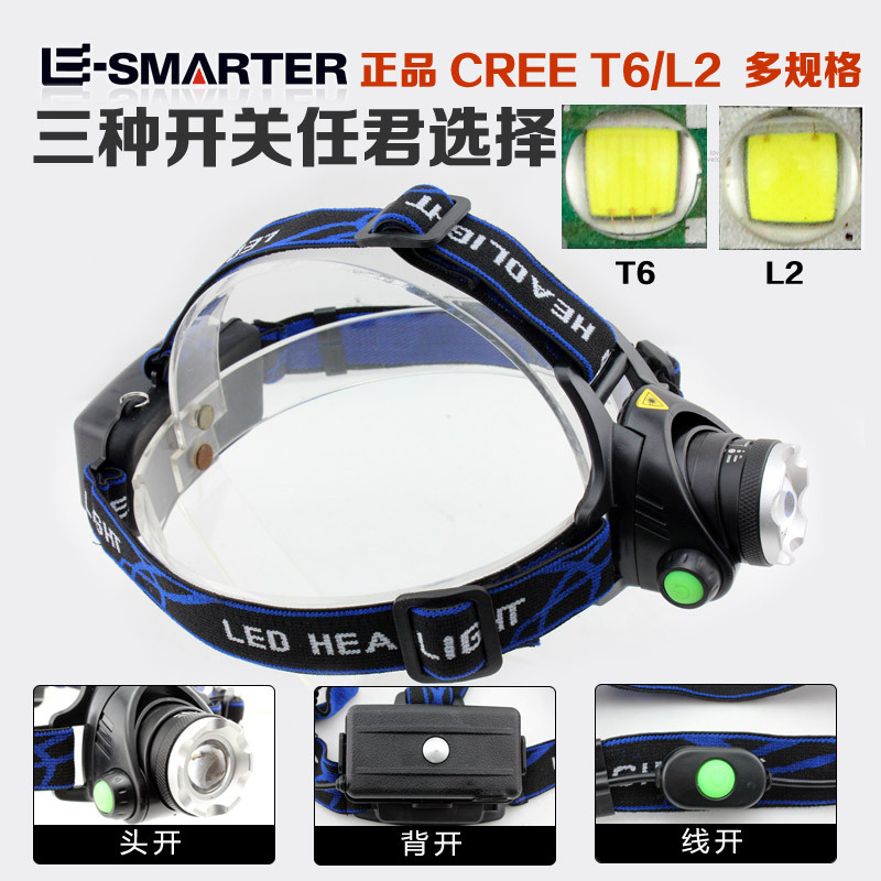 正品T6/U2升级XM-L2 LED强光头灯 V9伸缩变焦 充电远射 厂家批发