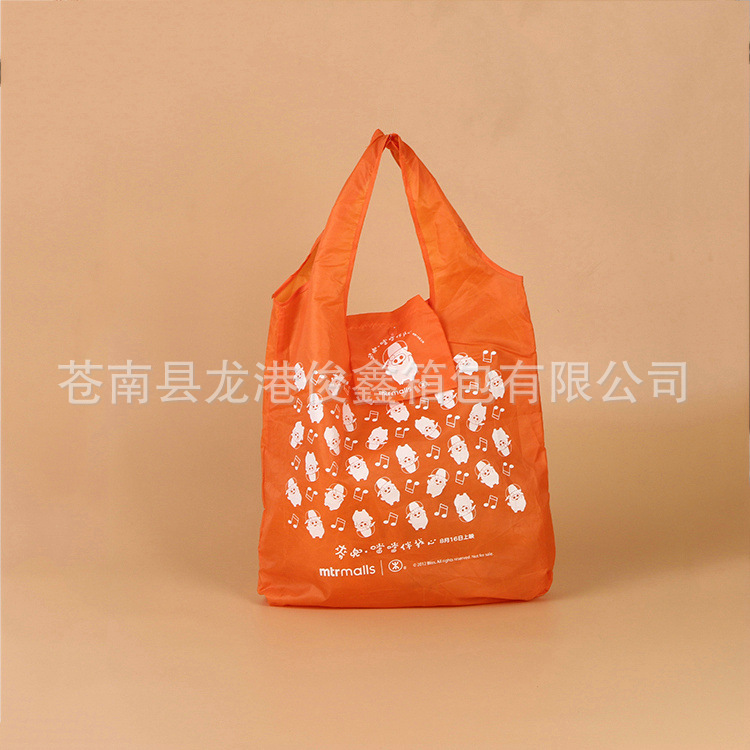 涤纶折叠背心袋彩印尼龙广告超市购物手提折叠袋厂家批发收纳涤纶