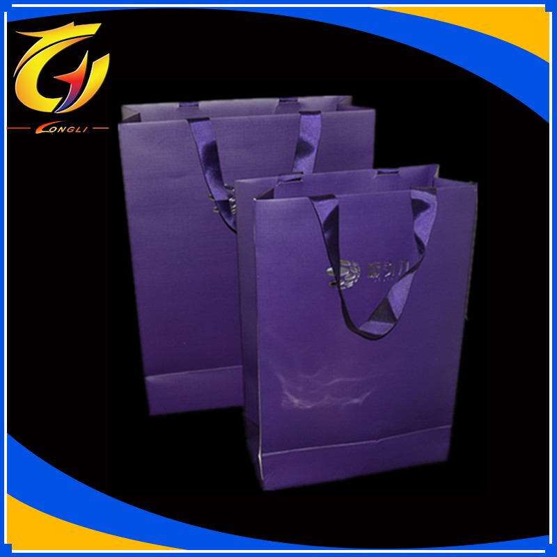厂家定制 纸质多用购物袋 精美礼品紫色包装购物袋 环保购物袋