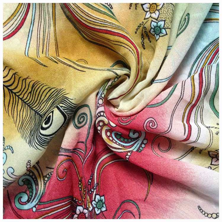 厂家直销涤纶平纹法国棉 印花面料女装围巾圆网印花布