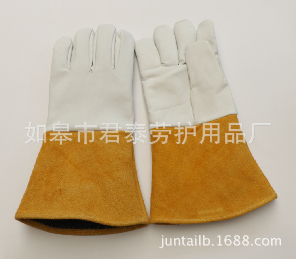 供应劳保手套AB级头层牛皮防护长款均码电焊手套工厂直供