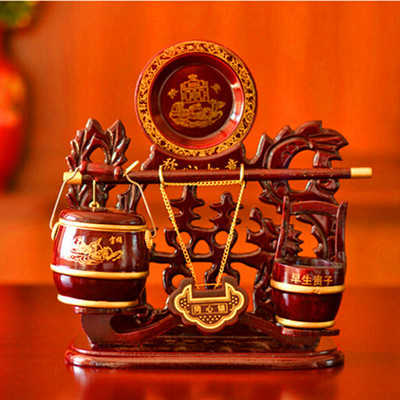 吉迅婚慶用品 陪嫁稱心如意子孫桶 龍風雙喜同心鎖 套裝 子孫桶