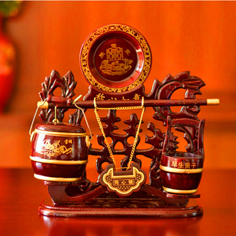 吉迅婚慶用品 陪嫁稱心如意子孫桶 龍風雙喜同心鎖 套裝 子孫桶